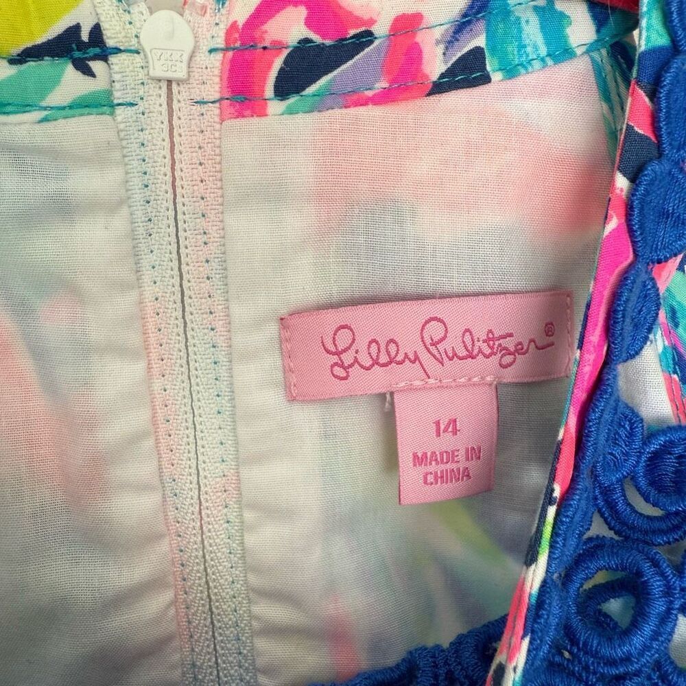 Lilly Pulitzer Kids Dress in Pink and Blue Flamingo Print - Picture 2 of 6